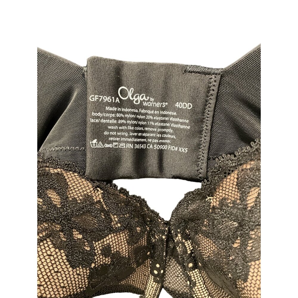 Olga Cloud 9 Super Soft Light Lift Underwire Bra 40DD Black Lace - Picture 2 of 6